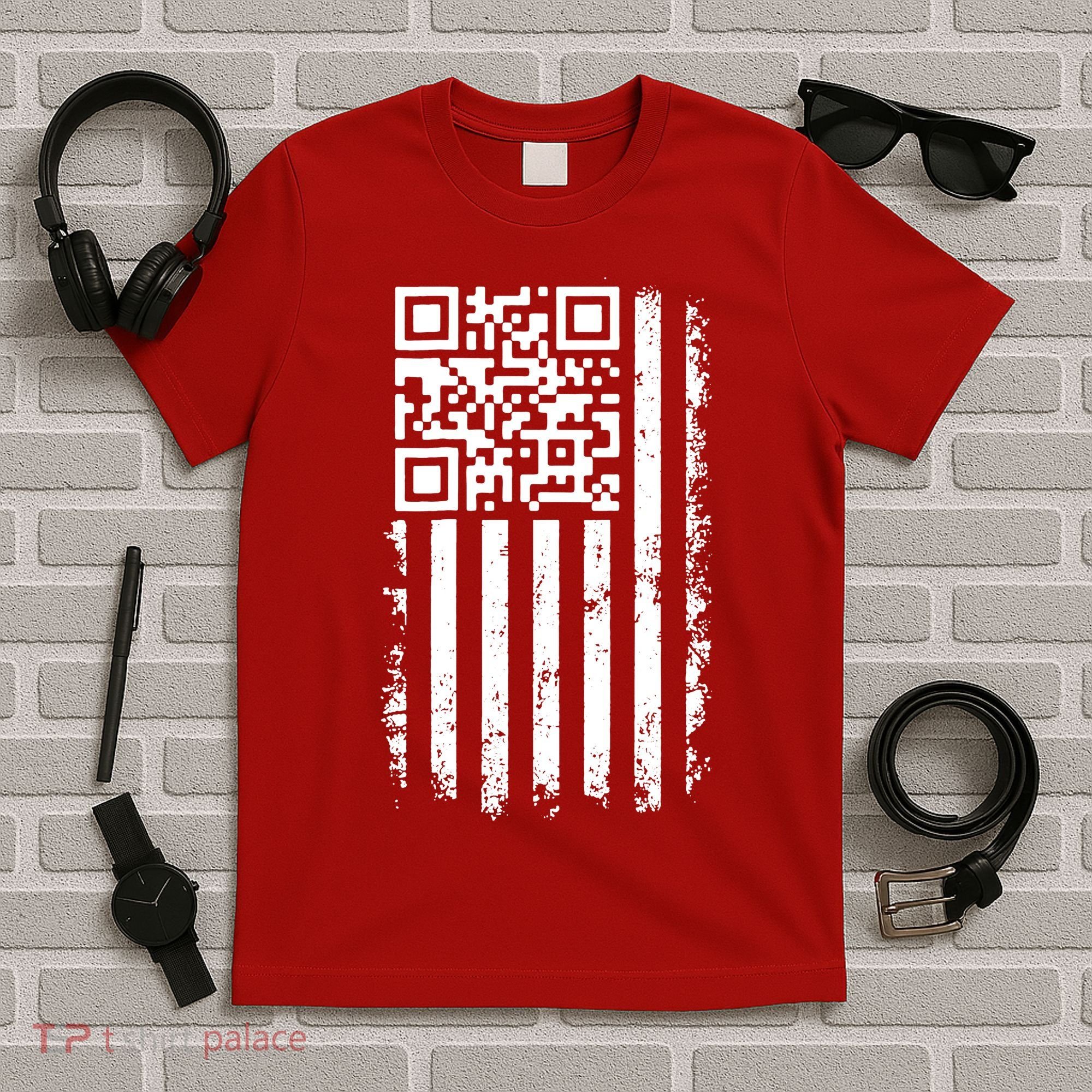 Funny Qr Scan Me President Trump 45 47 Dancing Code Flag T-Shirt
