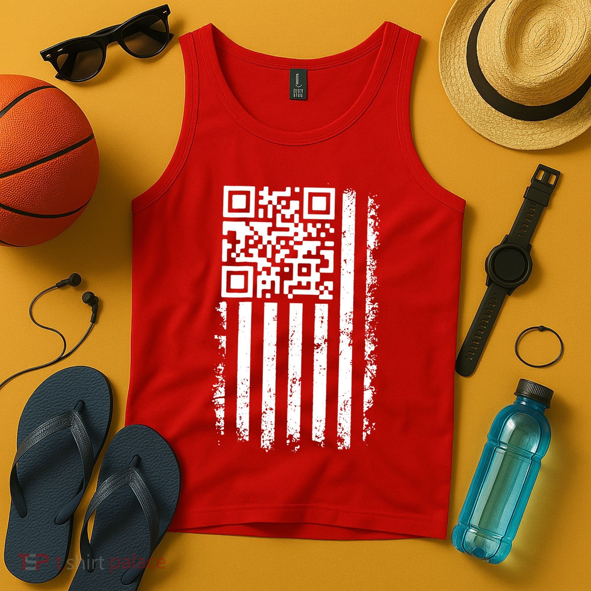 Funny Qr Scan Me President Trump 45 47 Dancing Code Flag Tank Top