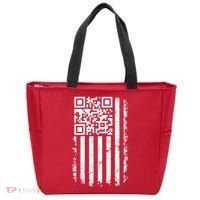 Funny Qr Scan Me President Trump 45 47 Dancing Code Flag Tote Bag thumb 0
