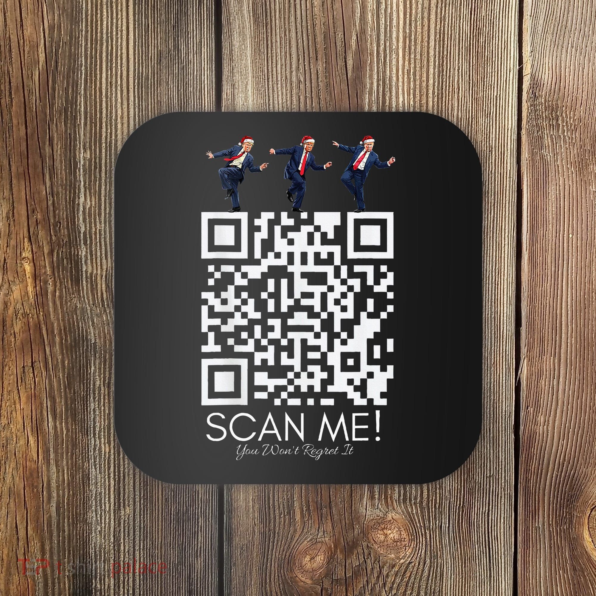 Funny Qr Scan Me President Qr Trump Dancing Hat Christmas Coaster