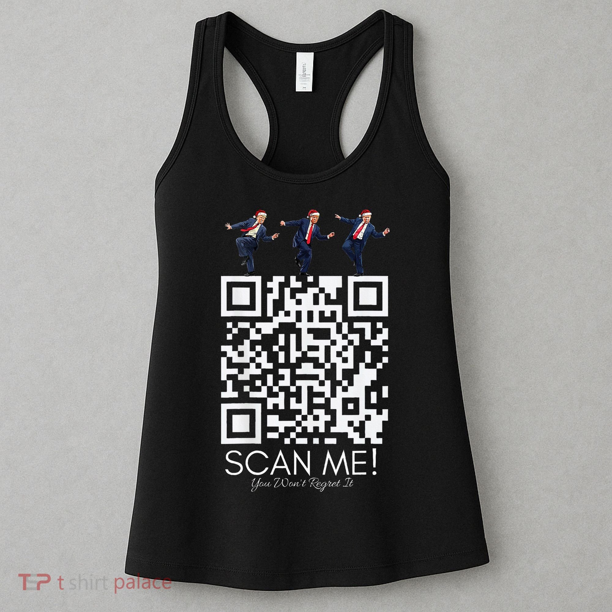 Funny Qr Scan Me President Qr Trump Dancing Hat Christmas Women's Tank Top