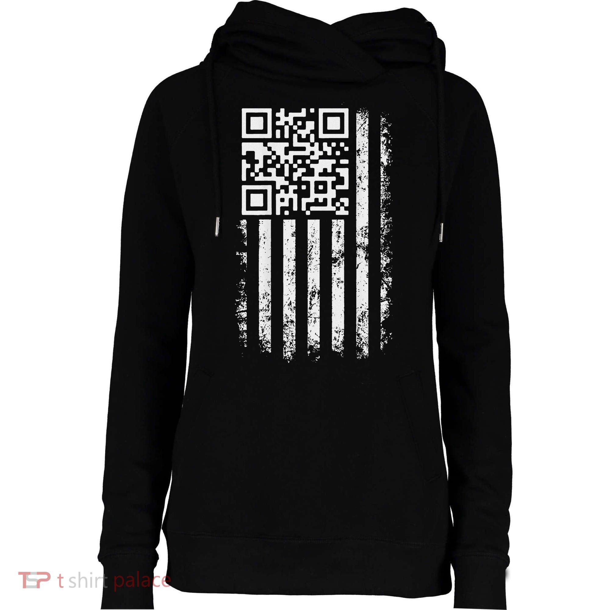 Funny Qr Scan Me President Trump 4547 Trump Dancing Code Womens Funnel Neck Pullover Hood