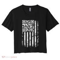 Funny Qr Scan Me President Trump 4547 Trump Dancing Code Women's Crop Top Tee thumb 0