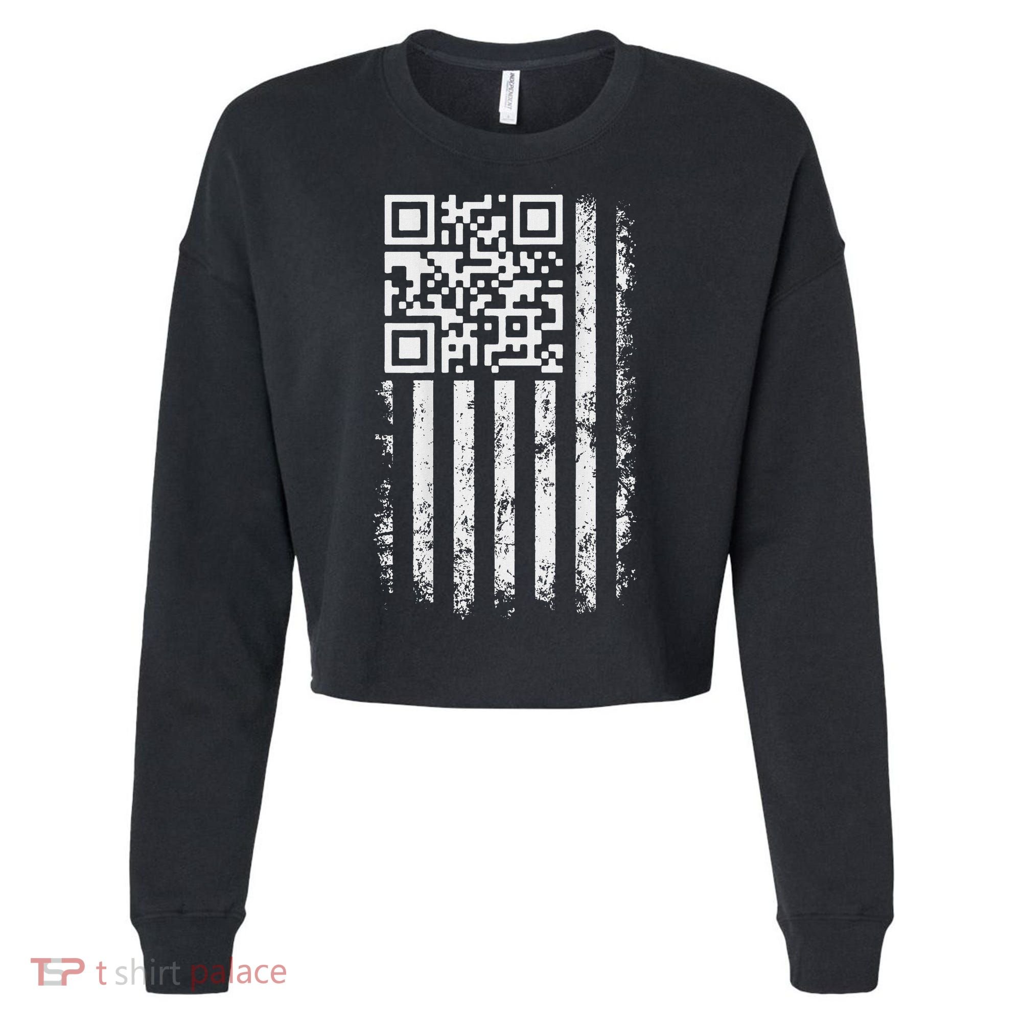 Funny Qr Scan Me President Trump 4547 Trump Dancing Code Cropped Pullover Crew