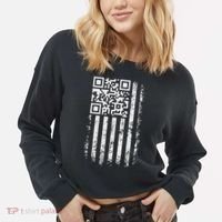 Funny Qr Scan Me President Trump 4547 Trump Dancing Code Cropped Pullover Crew thumb 2