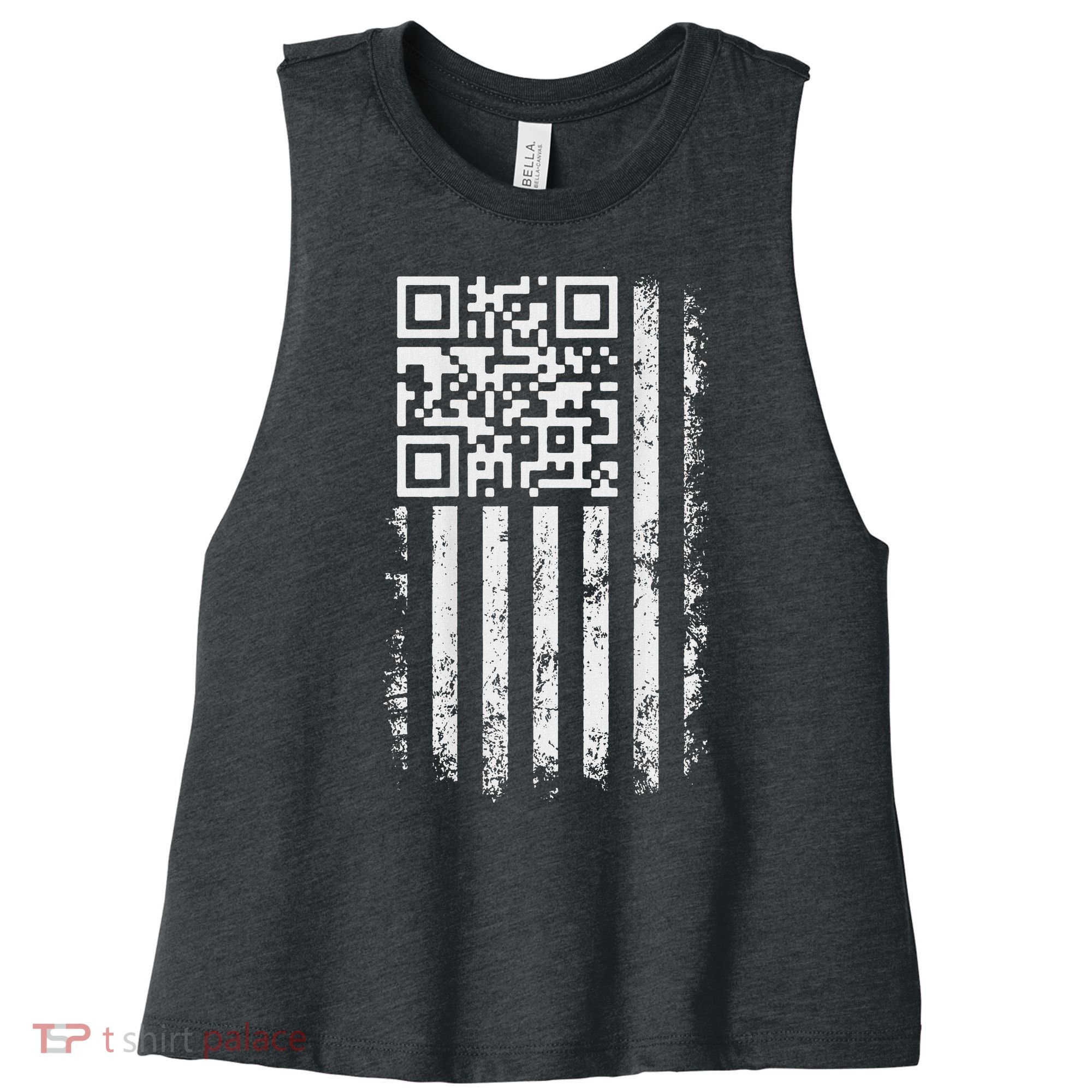 Funny Qr Scan Me President Trump 4547 Trump Dancing Code Women's Racerback Cropped Tank