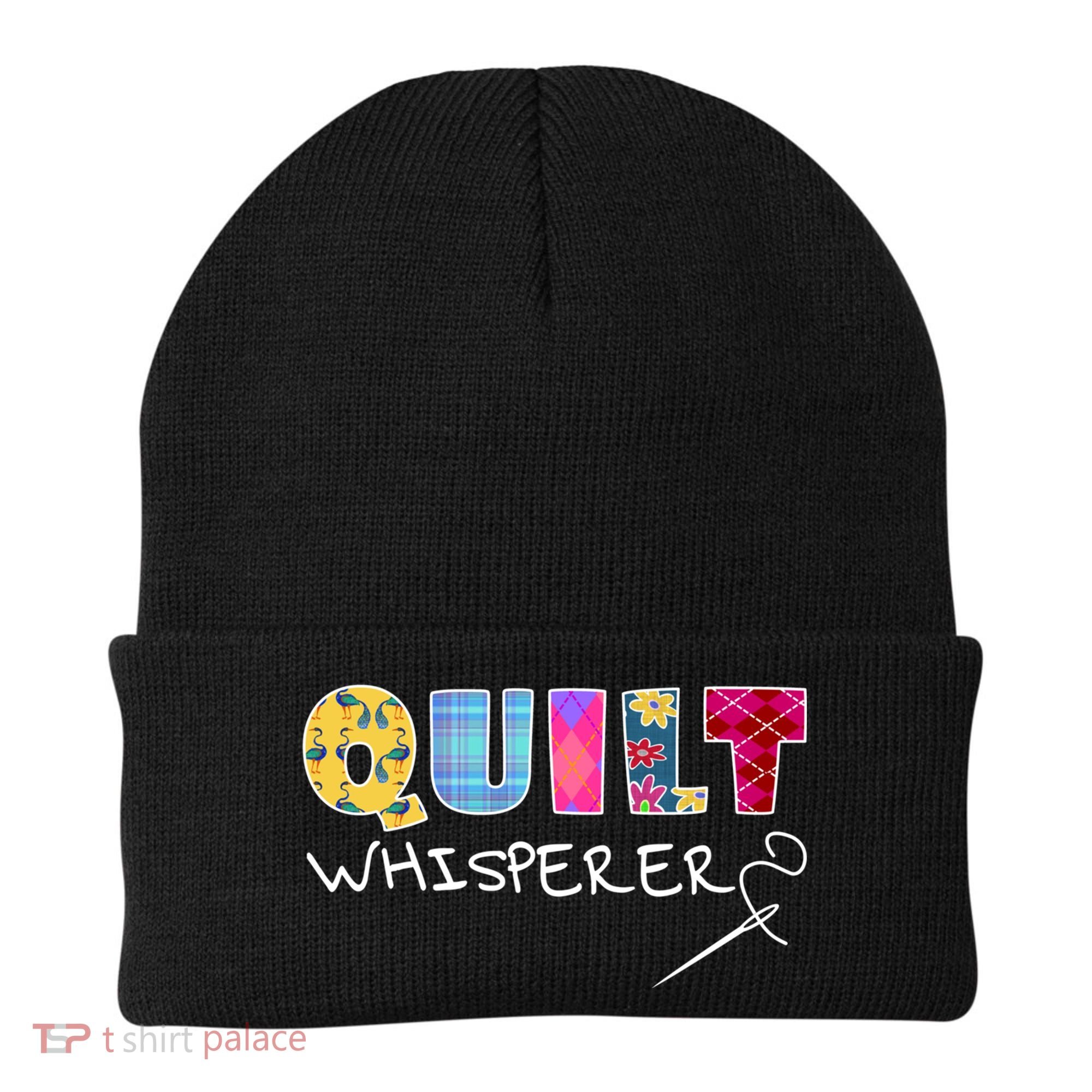 Funny Quilt Whisperer Quilting Saying Quote Sewing Gift Idea Great Gift Beanie