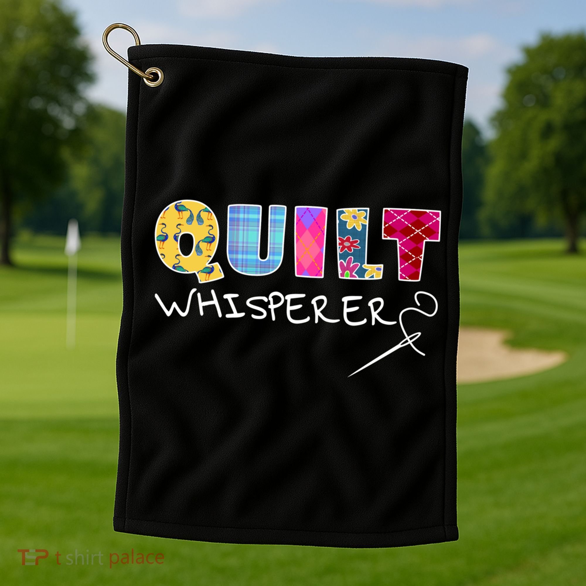 Funny Quilt Whisperer Quilting Saying Quote Sewing Gift Idea Great Gift Golf Towel