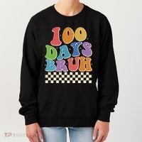 Funny Retro 100 Days Bruh 100 Days Of School Women's Sweatshirt thumb 0