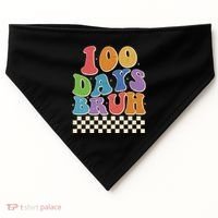 Funny Retro 100 Days Bruh 100 Days Of School USA-Made Doggie Bandana thumb 0