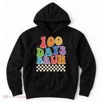 Funny Retro 100 Days Bruh 100 Days Of School Hoodie thumb 0