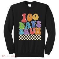 Funny Retro 100 Days Bruh 100 Days Of School Sweatshirt thumb 0