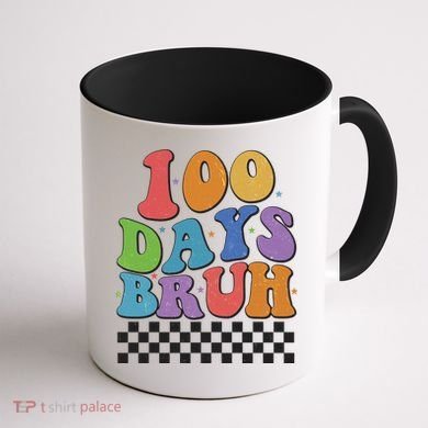 Funny Retro 100 Days Bruh 100 Days Of School Coffee Mug back