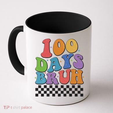 Funny Retro 100 Days Bruh 100 Days Of School Coffee Mug