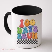 Funny Retro 100 Days Bruh 100 Days Of School Coffee Mug thumb 0