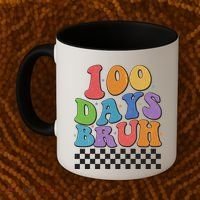 Funny Retro 100 Days Bruh 100 Days Of School Coffee Mug thumb 2
