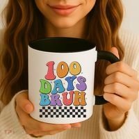 Funny Retro 100 Days Bruh 100 Days Of School Coffee Mug thumb 3