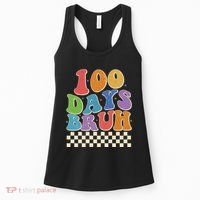 Funny Retro 100 Days Bruh 100 Days Of School Women's Tank Top thumb 0