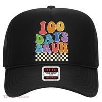Funny Retro 100 Days Bruh 100 Days Of School Hat thumb 0