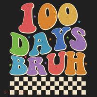 Funny Retro 100 Days Bruh 100 Days Of School Hat thumb 2