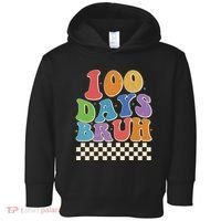 Funny Retro 100 Days Bruh 100 Days Of School Toddler Hoodie thumb 0