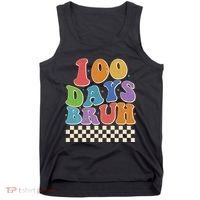 Funny Retro 100 Days Bruh 100 Days Of School Tank Top thumb 0
