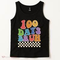Funny Retro 100 Days Bruh 100 Days Of School Tank Top thumb 2
