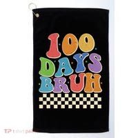 Funny Retro 100 Days Bruh 100 Days Of School Golf Towel thumb 0