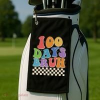 Funny Retro 100 Days Bruh 100 Days Of School Golf Towel thumb 2