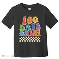 Funny Retro 100 Days Bruh 100 Days Of School Toddler T-Shirt thumb 0