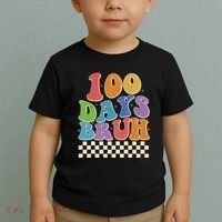 Funny Retro 100 Days Bruh 100 Days Of School Toddler T-Shirt thumb 2