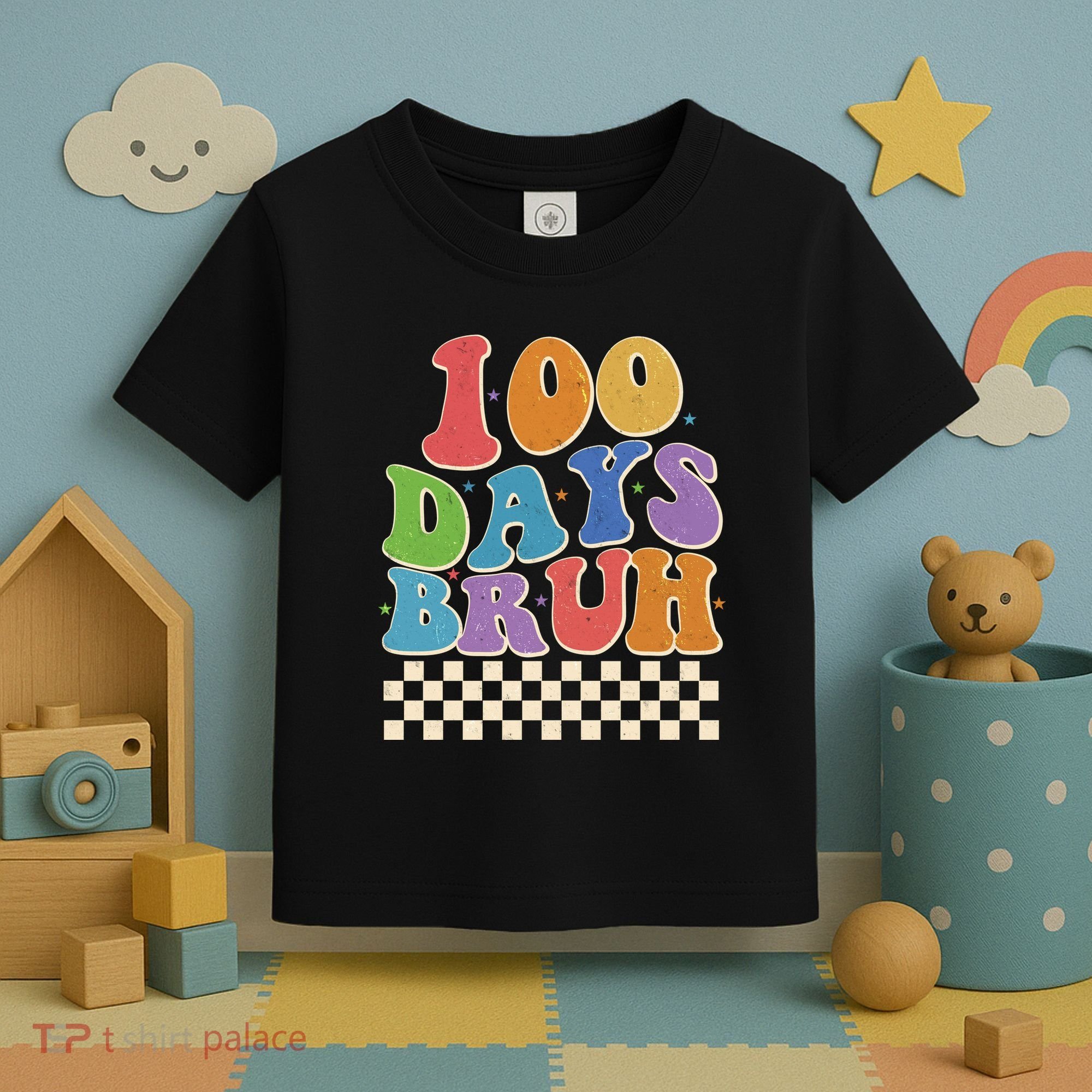 Funny Retro 100 Days Bruh 100 Days Of School Toddler T-Shirt