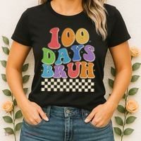 Funny Retro 100 Days Bruh 100 Days Of School Women's T-Shirt thumb 2
