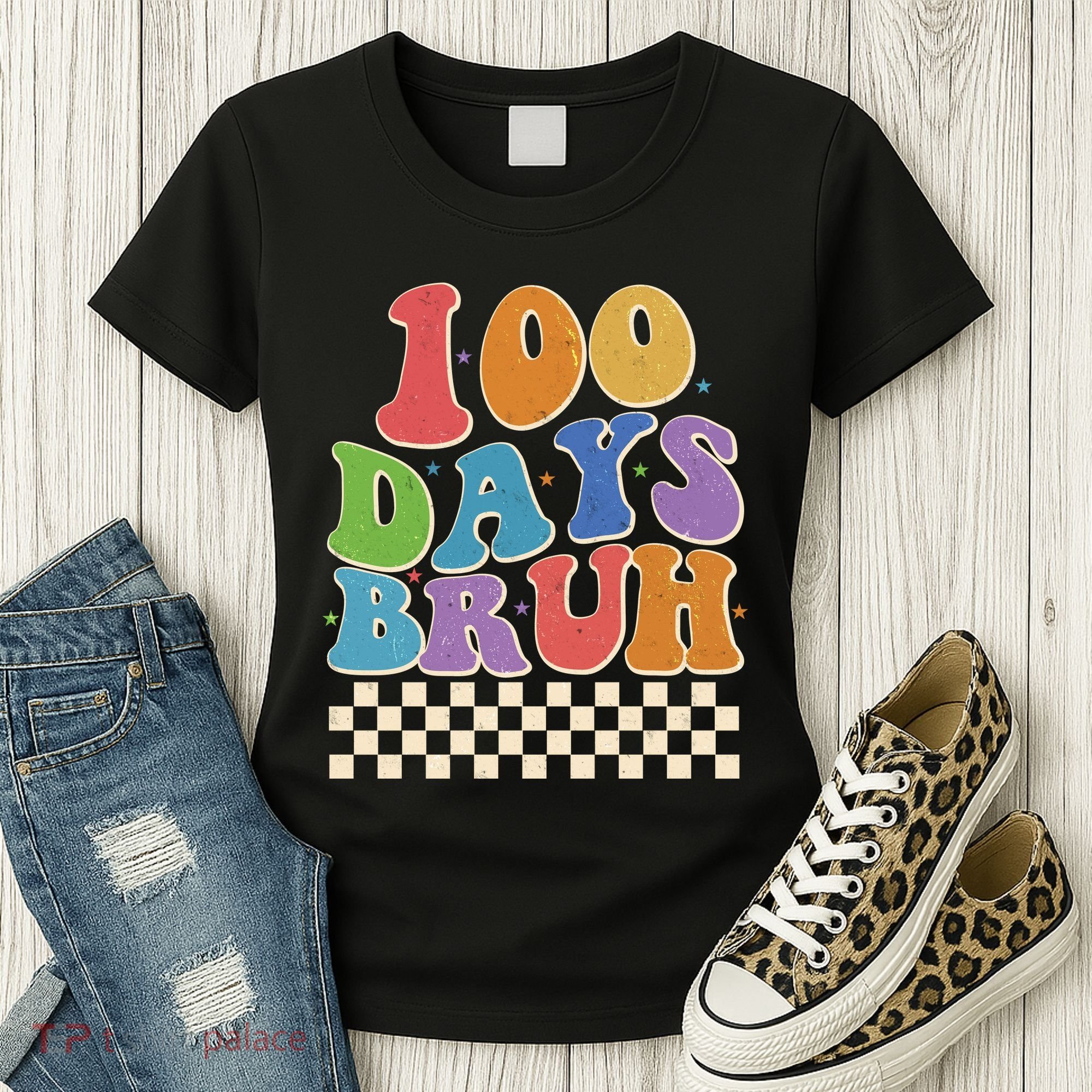 Funny Retro 100 Days Bruh 100 Days Of School Women's T-Shirt