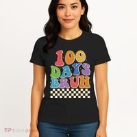 Funny Retro 100 Days Bruh 100 Days Of School Women's T-Shirt thumb 4