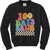 Funny Retro 100 Days Bruh 100 Days Of School Kids Sweatshirt thumb 0