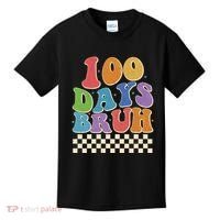 Funny Retro 100 Days Bruh 100 Days Of School Kids T-Shirt thumb 0
