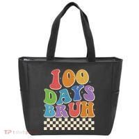 Funny Retro 100 Days Bruh 100 Days Of School Tote Bag thumb 0