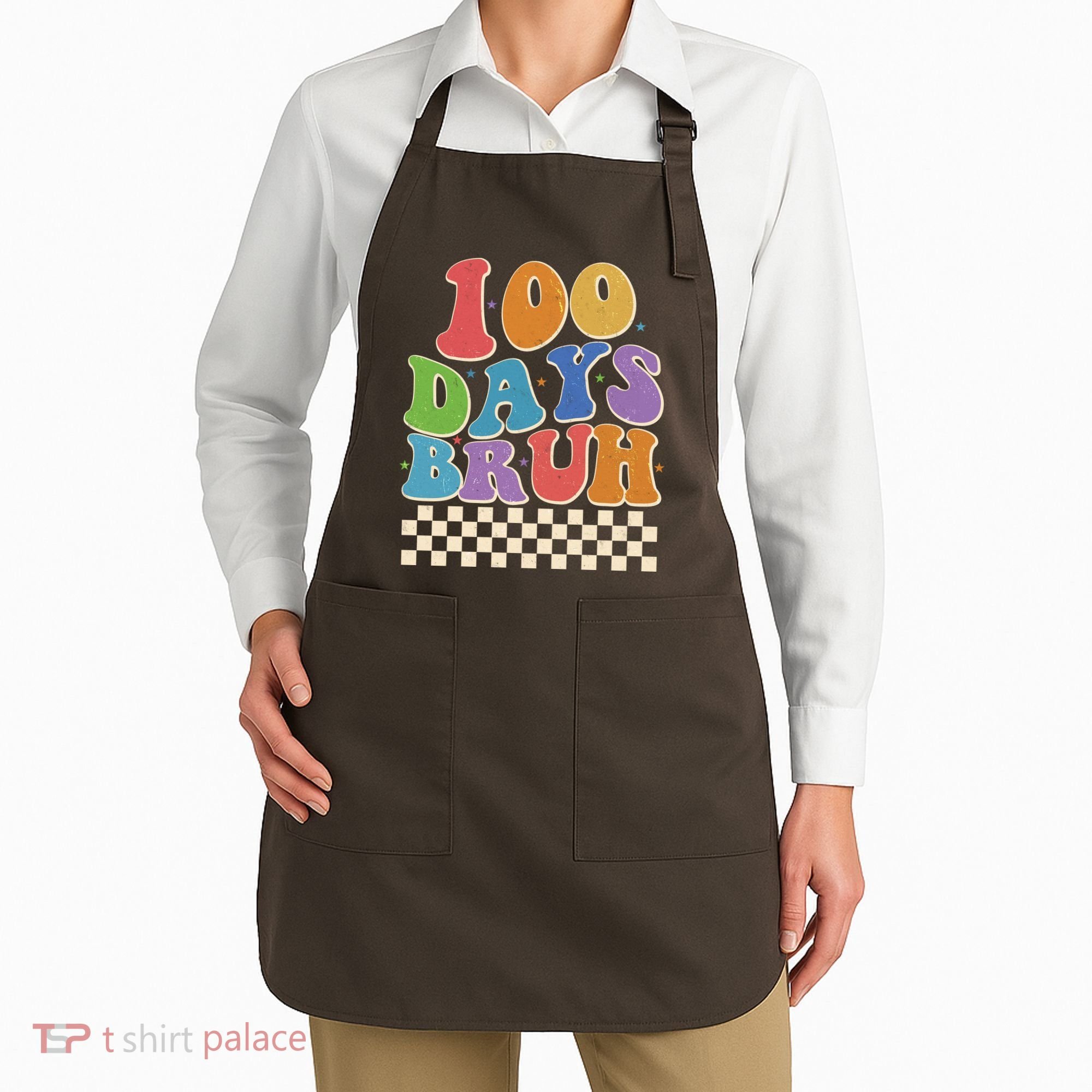 Funny Retro 100 Days Bruh 100 Days Of School Apron