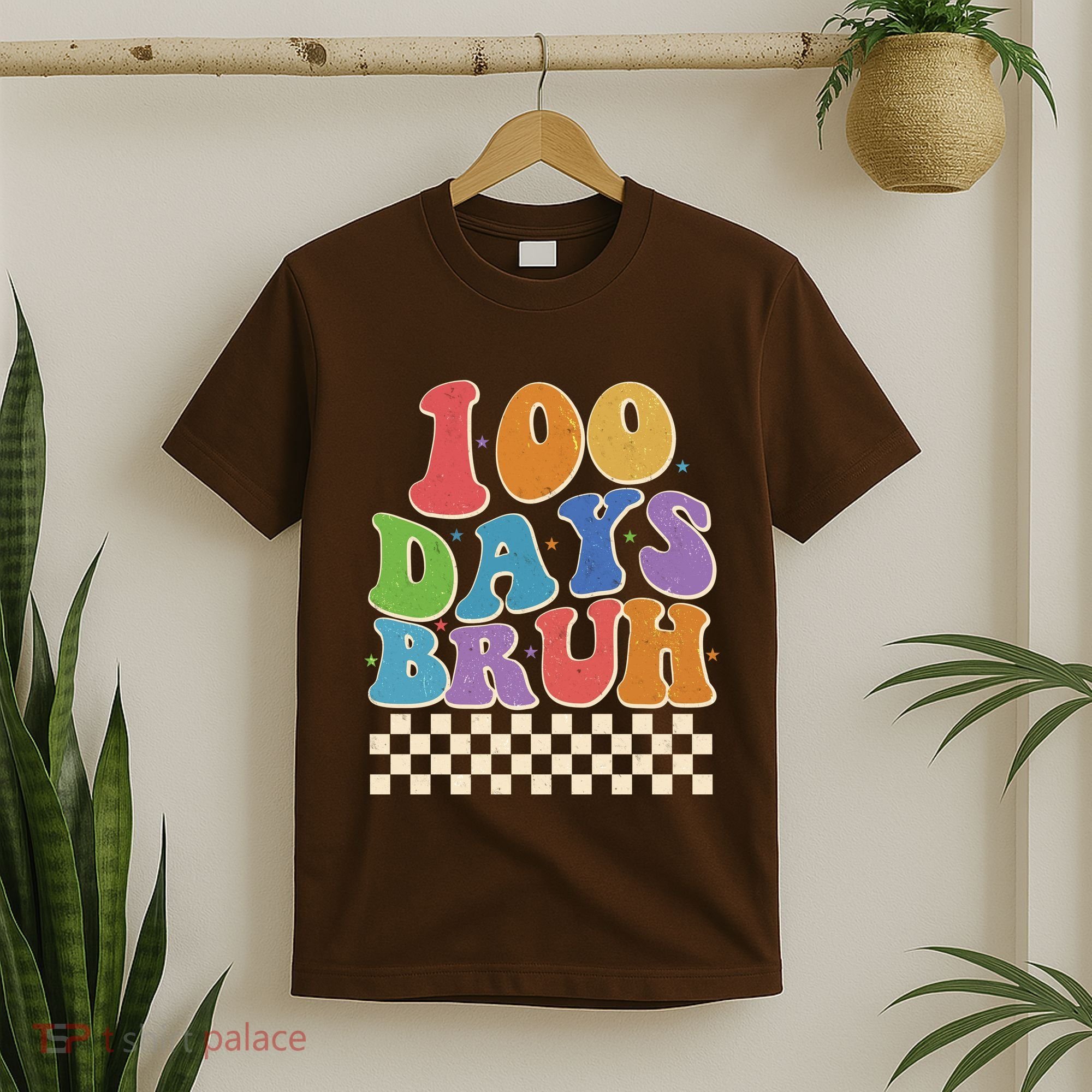 Funny Retro 100 Days Bruh 100 Days Of School T-Shirt
