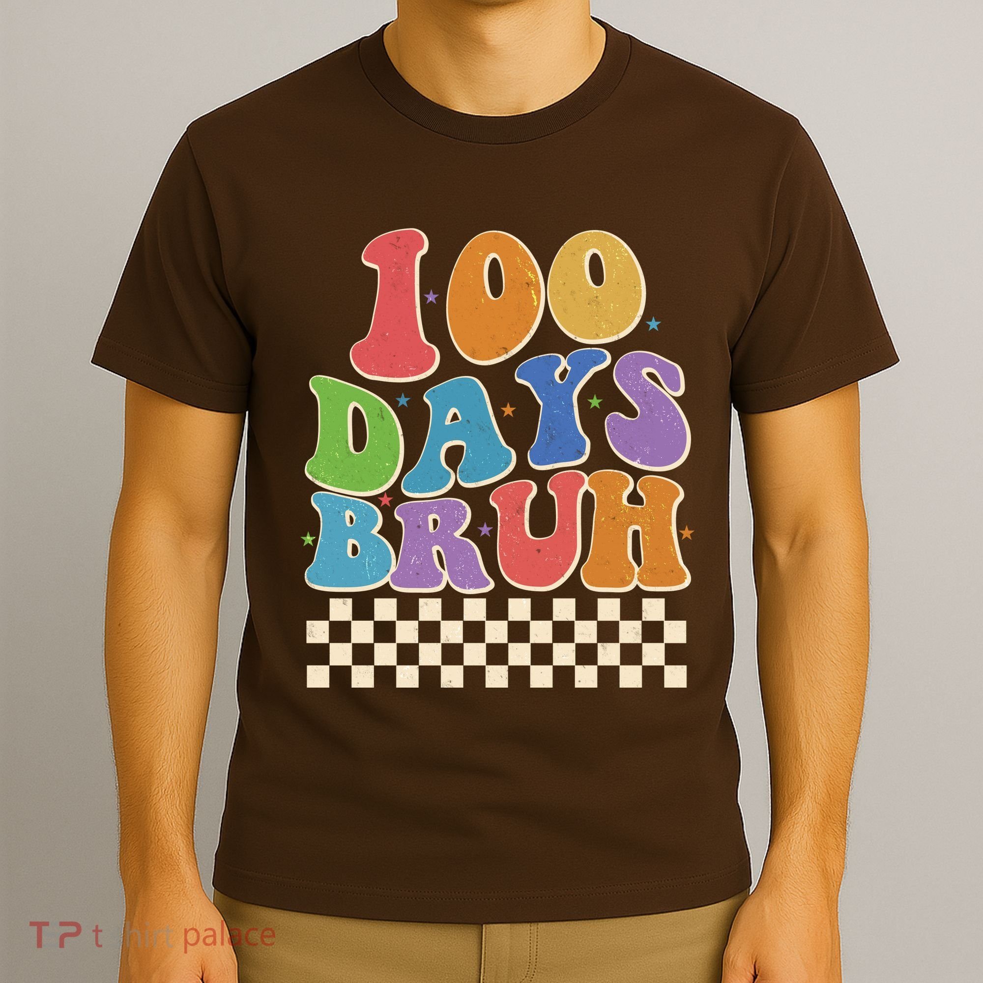 Funny Retro 100 Days Bruh 100 Days Of School T-Shirt