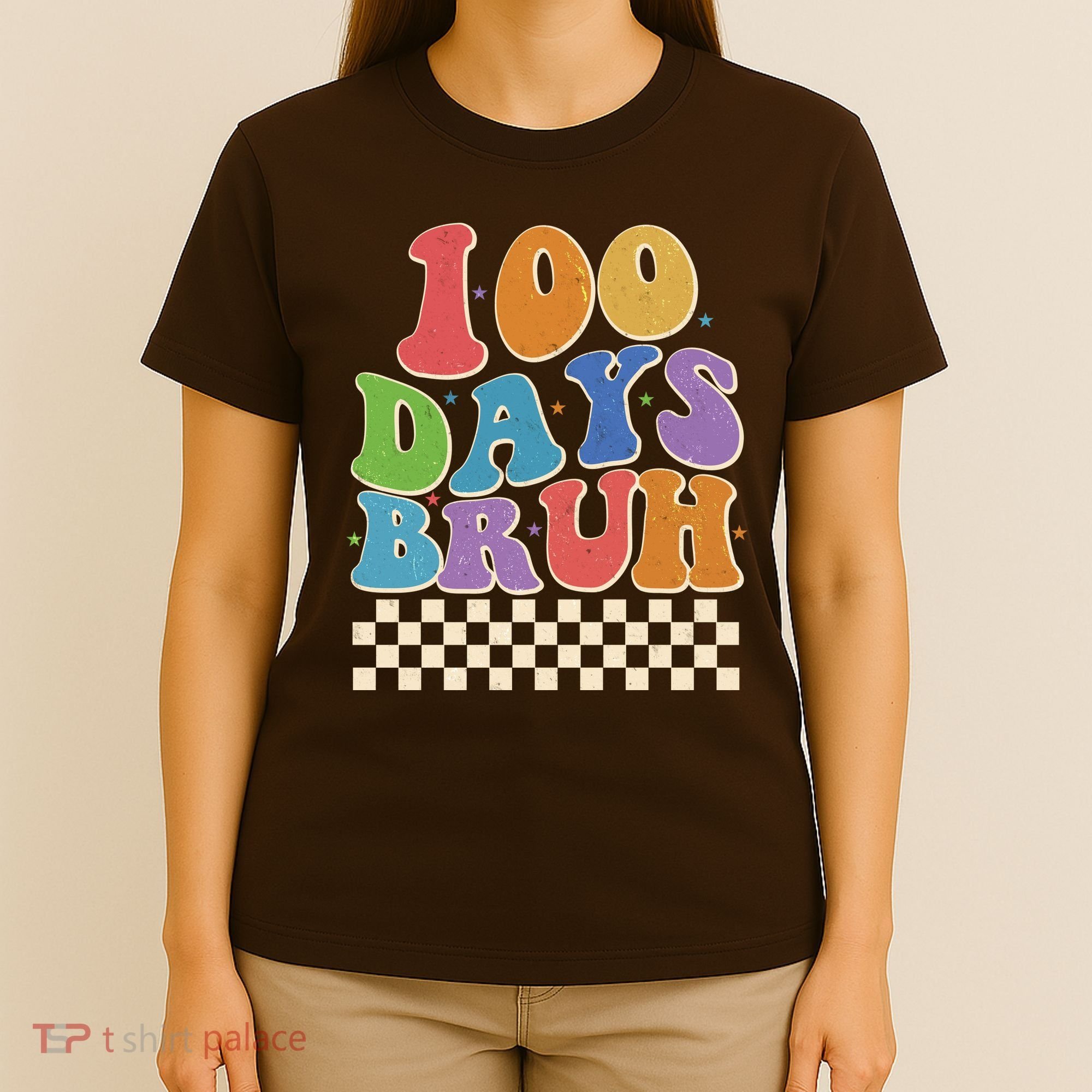 Funny Retro 100 Days Bruh 100 Days Of School T-Shirt