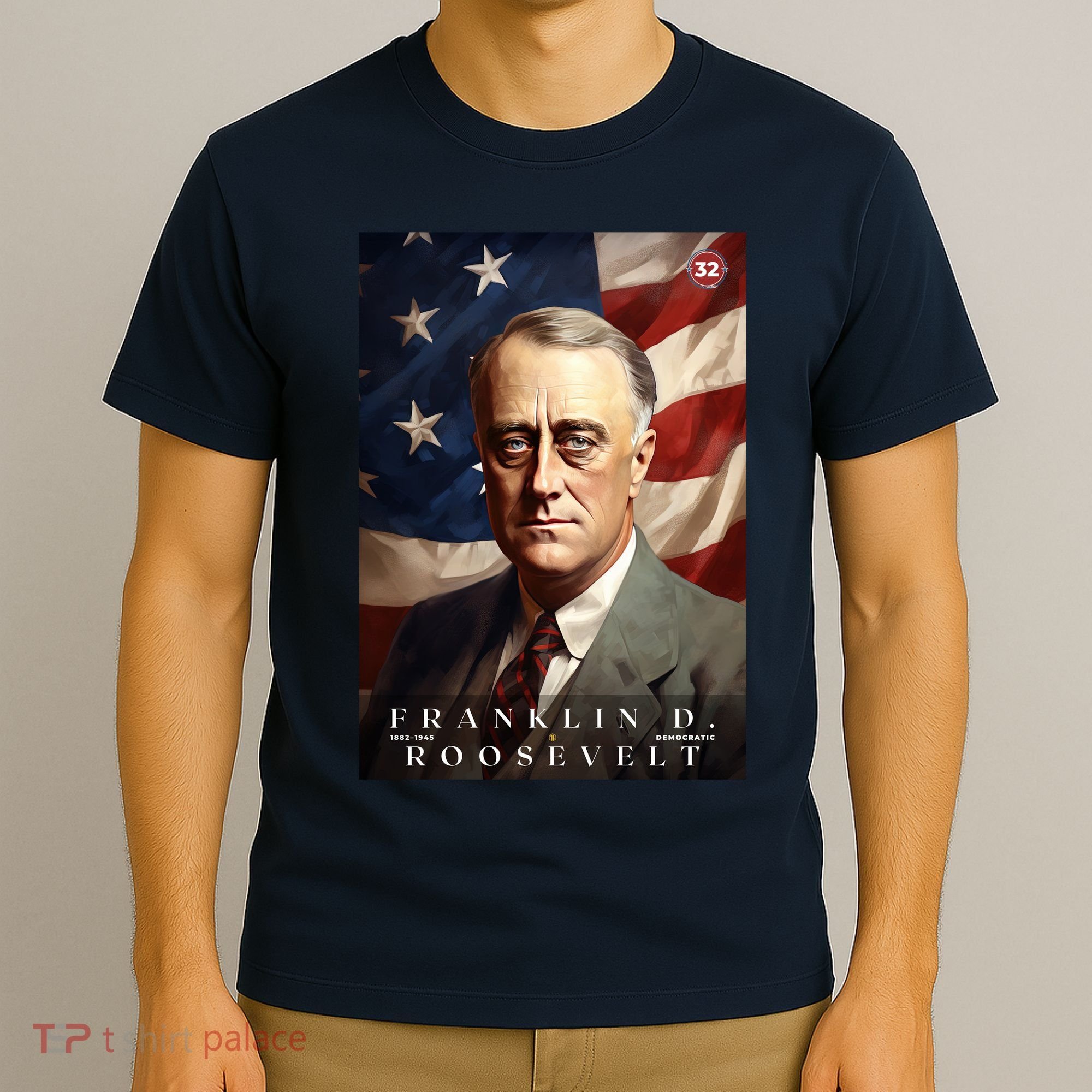 Franklin Roosevelt 32nd President Of The United States Portrait T-Shirt