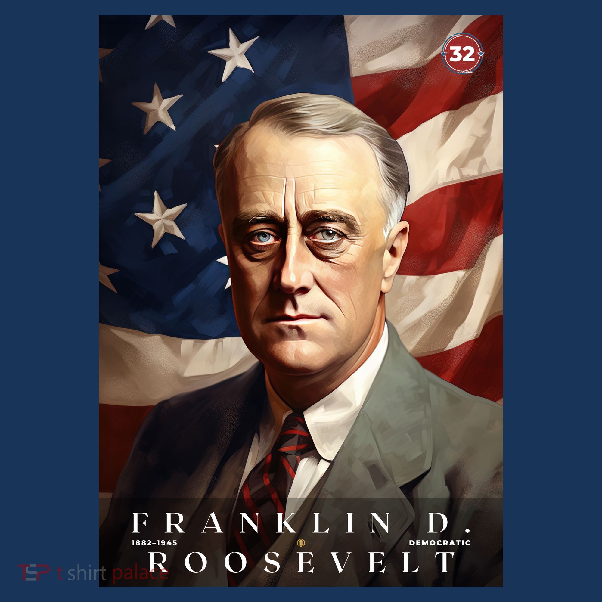 Franklin Roosevelt 32nd President Of The United States Portrait T-Shirt
