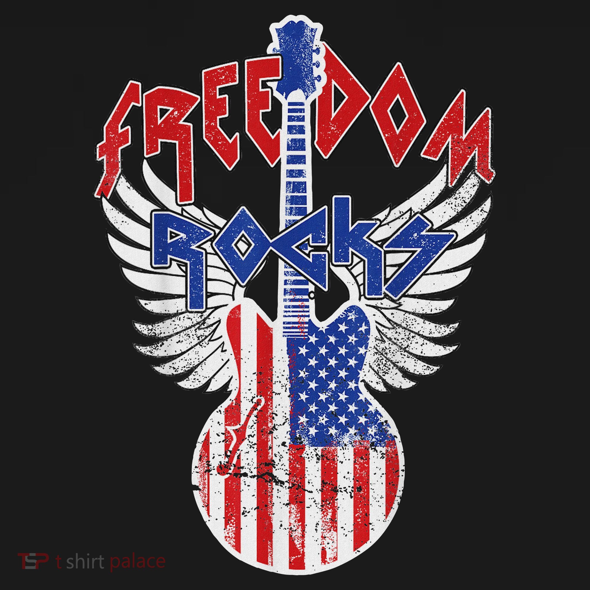 Freedom Rocks 4th Of July Patriotic Usa Flag Rocks Guitar Hoodie