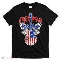 Freedom Rocks 4th Of July Patriotic Usa Flag Rocks Guitar T-Shirt thumb 0