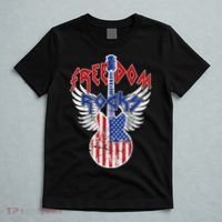 Freedom Rocks 4th Of July Patriotic Usa Flag Rocks Guitar T-Shirt thumb 5