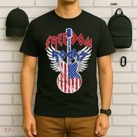 Freedom Rocks 4th Of July Patriotic Usa Flag Rocks Guitar T-Shirt thumb 6