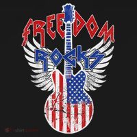 Freedom Rocks 4th Of July Patriotic Usa Flag Rocks Guitar T-Shirt thumb 7