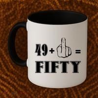 Funny Rude 50th Birthday Gift 49 Plus 1 Finger Equals 50 Funny Gift Coffee Mug thumb 2